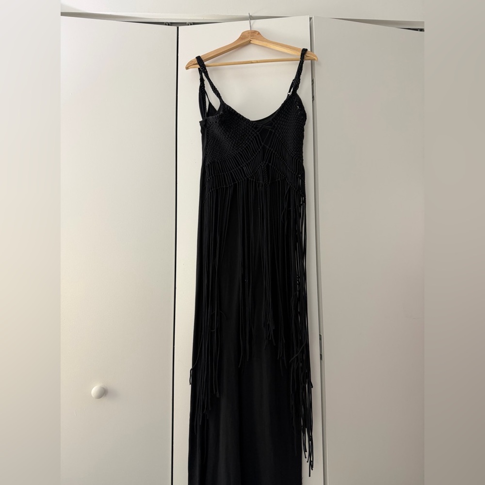 Denim & Supply Ralph Lauren Black Fringe Maxi Dress